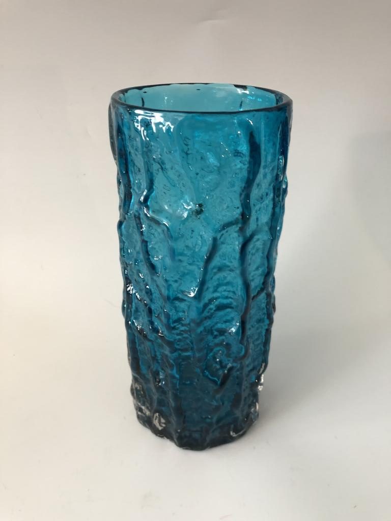 Whitefriars Kingfisher Blue Bark Vase by Geoffrey Baxter - 9 Inches ...