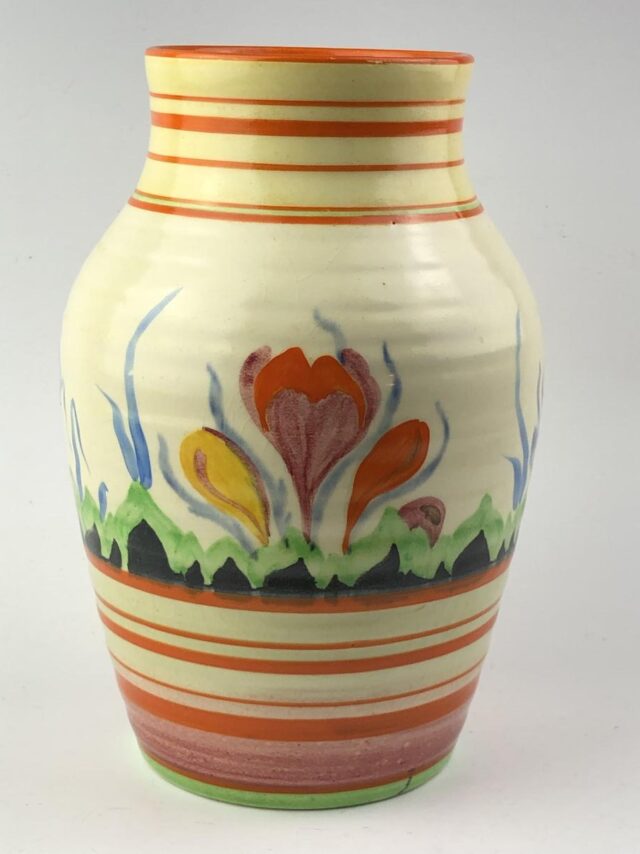 Clarice Cliff GLORIA CROCUS 24cm ISIS vase. Rare pattern. Circa early ...