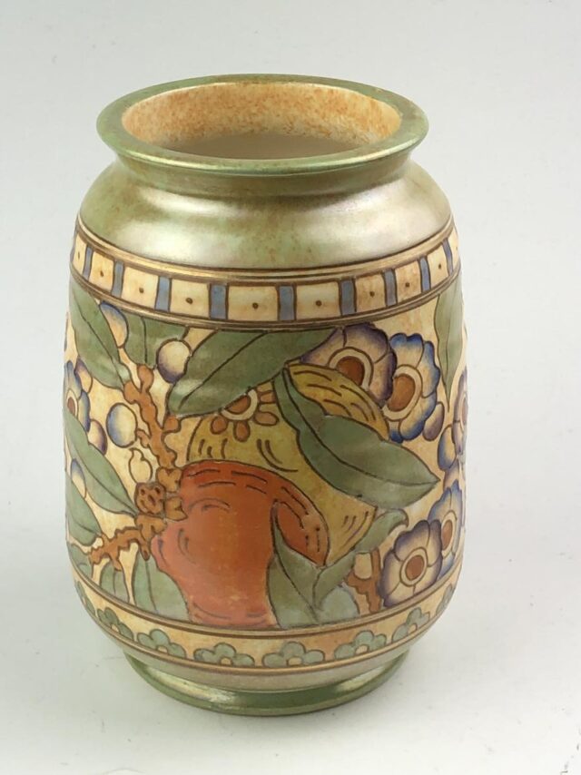 Charlotte Rhead Bursley Ware 18cm Art Deco vase, circa 1930s. Citrus ...