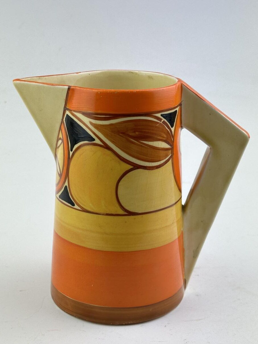 Clarice Cliff SLICED FRUIT pattern conical jug, 15cm, circa 1931. Art ...
