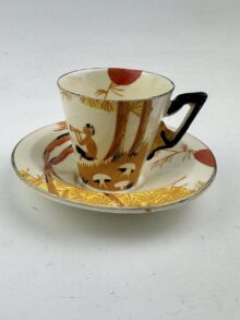 BURLEIGH Ware PAN coffee cup & saucer, made for Lawleys. Vintage original, rarity.