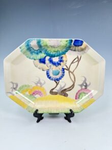Clarice Cliff VISCARIA pattern large octagonal platter, 25cm x 18.5cm, circa 1934.