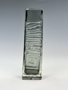 WHITEFRIARS Totem Pole vase in Pewter colour, 26cm. Vintage original, 1960s.