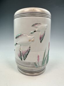 Tall Maling pottery Flight pattern vase, shape 110, 19.5cm. Art Deco circa 1930s.