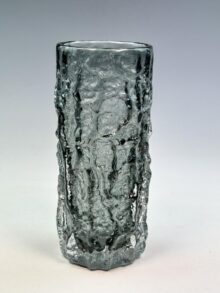 WHITEFRIARS Pewter colour bark vase by Geoffrey Baxter, 19cm, MEDIUM size. '60s.