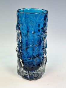 WHITEFRIARS kingfisher blue bark vase by Geoffrey Baxter, 15cm (6 Inches). Vintage! (Copy)