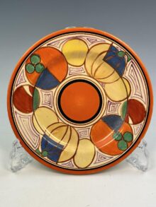 Clarice Cliff MELON (orange) plate, 22.5cm (9 inch). Art Deco original, circa 1929.
