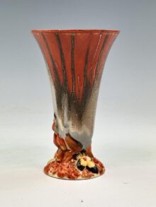 Clarice Cliff MY GARDEN shape 701 trumpet vase, 12cm. Circa 1934. Art Deco.