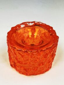 WHITEFRIARS Tango (orange) squat, circular, bark candlestick holder (9733). Vintage!