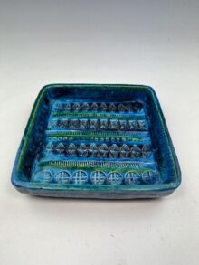 BITOSSI Rimini Blue square dish, raised sides, 18cm. Mid-century vintage!