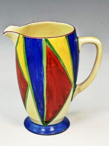 Clarice Cliff Original Bizarre (OB) Coronet shape jug, 16cm. Art Deco, circa 1928.