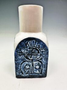 TROIKA spice jar with white glazed top, abstract patterns, 15cm, by Simone Kilburn.