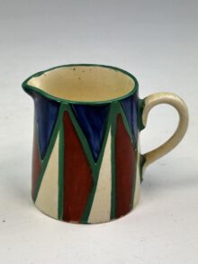 Clarice Cliff ORIGINAL BIZARRE (OB) tankard milk jug, 6.5cm. Circa 1929. Art Deco.