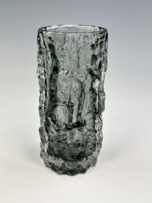 WHITEFRIARS Pewter colour bark vase by Geoffrey Baxter, 15cm (6 Inches). Vintage!