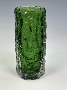WHITEFRIARS MEADOW GREEN bark vase by Geoffrey Baxter, 19cm, MEDIUM size.