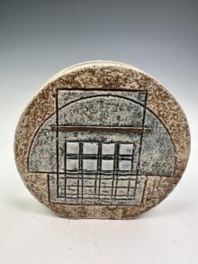 TROIKA POTTERY wheel vase, abstract 'calculator' design, 12cm, by Tamsin Ruhrmund.