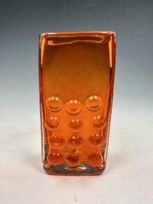 WHITEFRIARS Mobile Phone vase in Tango (orange) colour, 15cm. Vintage, 1960s.