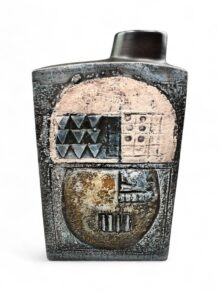 Troika chimney vase by Linda Taylor, blue/green ground (brown edge), circa 1970s.