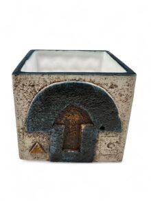 Troika cube vase with abstract patterns, decorator unknown, 8.5cm. 1960s/70s.