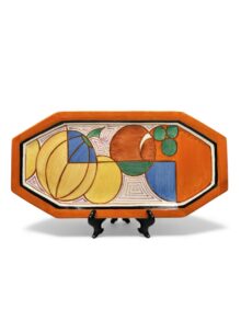 Clarice Cliff MELON (orange) pattern shape 334 sandwich server, 29.5cm, circa 1931.