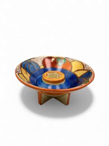 Clarice Cliff MELON (orange) conical candlestick, 5cm. Shape 384. Circa 1930.