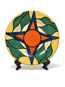 Clarice Cliff DOUBLE-V pattern plate, 6.5 Inches (16.5cm), Art Deco, circa 1929.