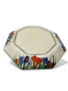 Clarice Cliff CROCUS pattern teapot stand for an Athens Shape teapot, circa 1931.
