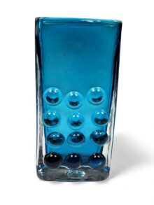 WHITEFRIARS Mobile Phone vase in Kingfisher (blue) colour, 15cm. Vintage, 1960s.
