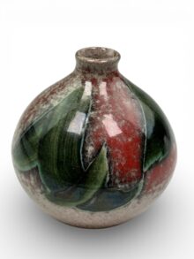 Poole Atlantis vase small globe/posy vase with upper band of swags. JH mark, 9cm.