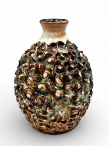 Poole Atlantis vase in a 'grenade' style with impressed decoration. BB mark, 12cm.