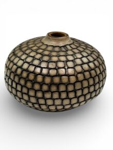 Poole Atlantis squat vase in the style of a sea urchin shell. Stamped BB, 7cm high.