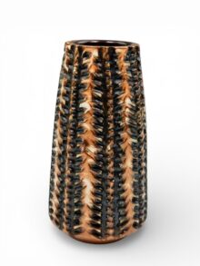 Poole Atlantis tapered vase with impressed wavy lines, 13.5cm. Stamped GS etc.