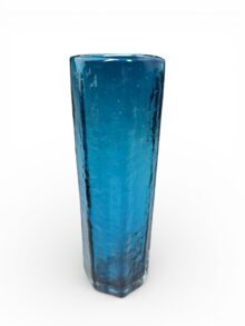 WHITEFRIARS kingfisher blue large CUCUMBER vase by Geoffrey Baxter, 30cm.