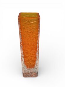 WHITEFRIARS Nailhead vase in Tango (orange) colour by Geoffrey Baxter, 17cm.