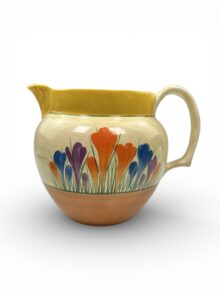 Clarice Cliff CROCUS Perth shape jug, 14cm. Very cute Art Deco, circa 1932.