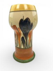 Clarice Cliff CROCUS pattern, shape 269 vase, 15cm, circa 1930. Art Deco.