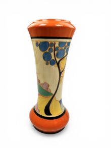 Clarice Cliff 7-colour SECRETS pattern shape 187 vase, 21.5cm, circa 1932. Art Deco.