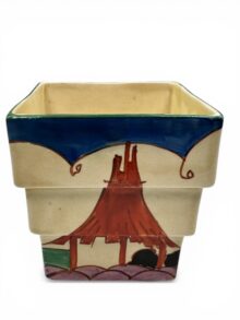 Clarice Cliff Summerhouse pattern shape 368 stepped fern pot, circa 1931, 8.9cm.