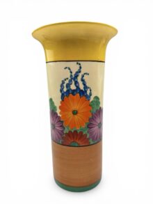 Clarice Cliff Gayday pattern, LARGE shape 195 'sleeve' vase, circa 1930, 22cm.
