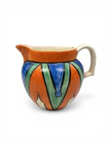 Clarice Cliff Key Hole pattern (variant) small Perth shape jug, circa 1929, 11cm.