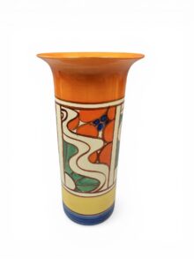 Clarice Cliff SUNRISE medium size shape 195 'sleeve' vase, circa 1929, 22cm.