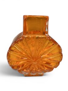Whitefriars SUNBURST vase in Tangerine (Tango) orange - 9676. Mid-century vintage.
