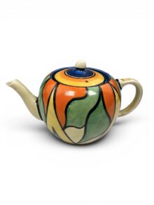 Clarice Cliff DOUBLE V early shape teapot and cover, 10cm. Art Deco, circa 1930.