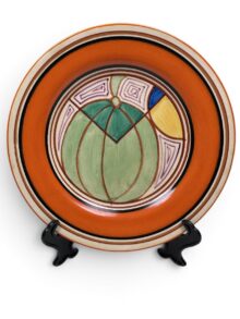 Clarice Cliff GREEN MELON pattern small side plate, 17.5cm. Art Deco, circa 1930.