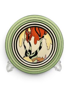 Clarice Cliff HONOLULU pattern, circular plate, 23cm (9 inch). Art Deco, circa 1933.