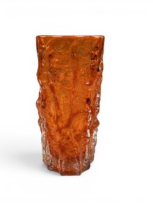 WHITEFRIARS tangerine colour bark vase by Geoffrey Baxter, 15cm (6 Inches).