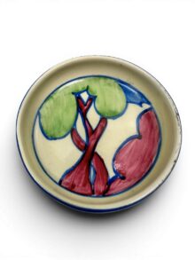 Clarice Cliff PASTEL AUTUMN pattern pin dish or coaster, 7.5cm. Art Deco, circa 1932.