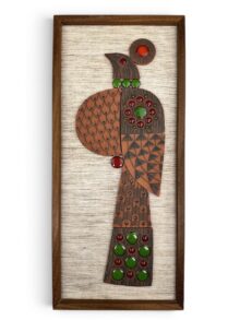 Hornsea Muramic wall plaque featuring large Peacock type bird. Vintage, '60s/'70s.