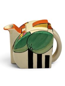 Clarice Cliff Apples pattern Stamford shape teapot, circa 1933.