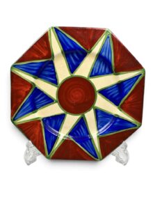 Clarice Cliff ORIGINAL BIZARRE (OB) small octagonal plate, 14.5cm. Circa 1928.